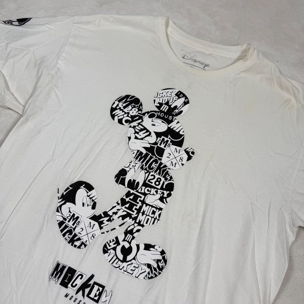 Disney Neff Mickey Mouse Graphic T Shirt Mens Large White Black‎ Collage Print